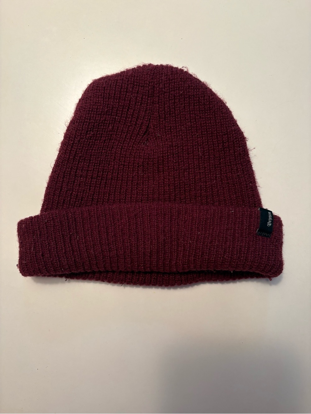 Burgundy Knit Cuffed Beanie Hat